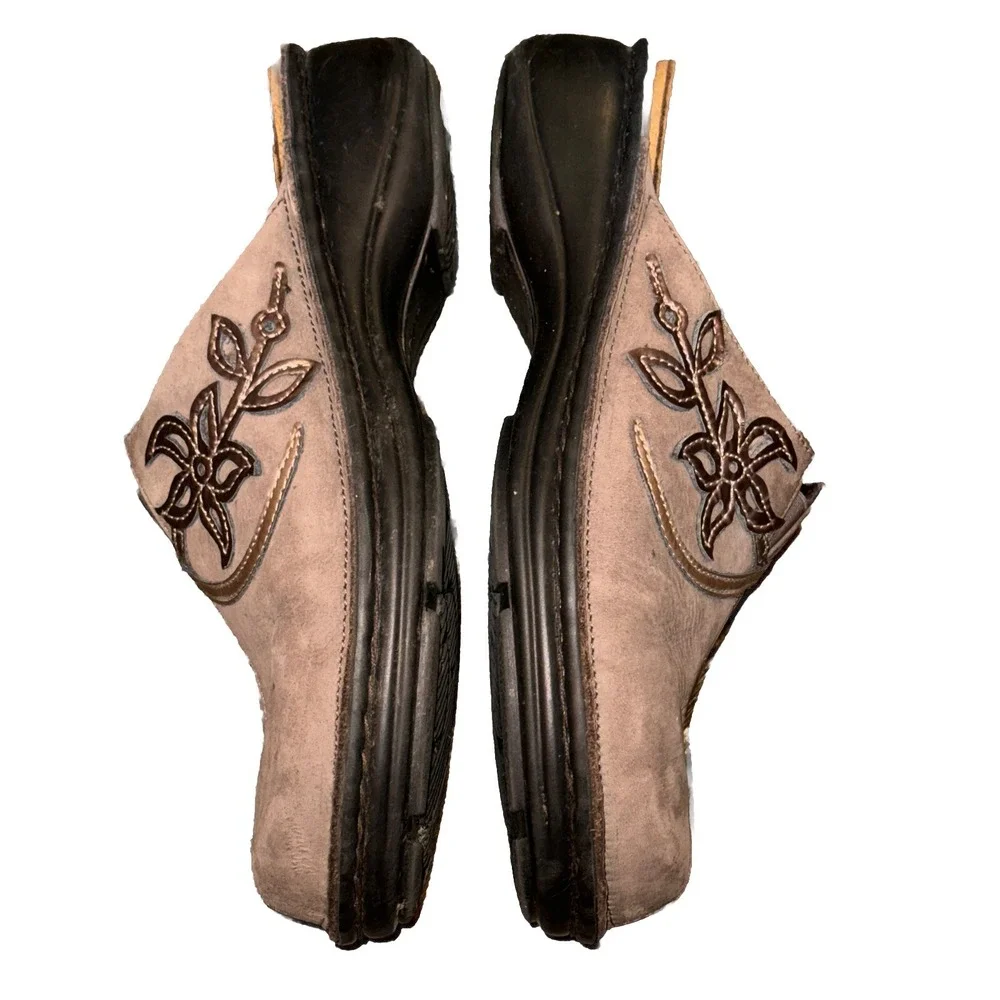 NAOT Mules Slip On Clogs Potato Shoes Leather Cork Footbed Women's 38 US 7-7.5